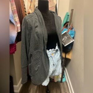 Eddie Bauer |  Charcoal Open Front Hooded Cardigan | Size Small